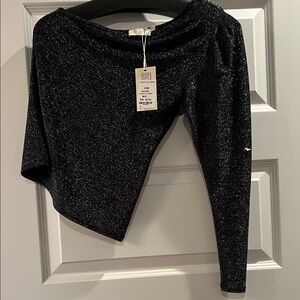 Ramy Brook Black Glitter Top